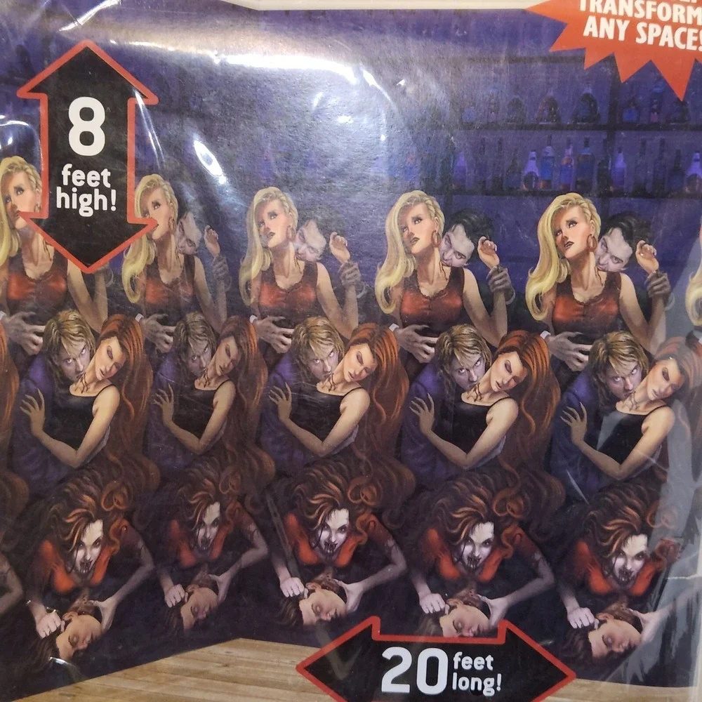 Vampire Bite Room Scene Setter Room Roll Halloween Party Backdrop Decoration
